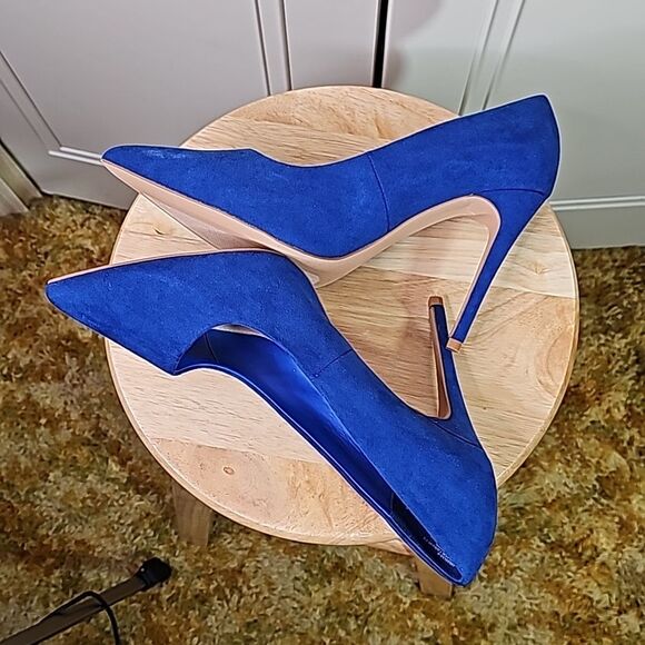 Suede Look Heels by JF Sapphire Blue US Size 9.5 EU 40 - Picture 6 of 7